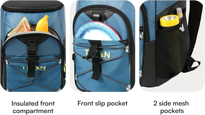Titan by Arctic Zone Backpack Cooler, Insulated Soft Sided Bag with Leak Proof Lining and Padded Straps, for Lunch, Picnic, and Travel, 24 Can Capacity