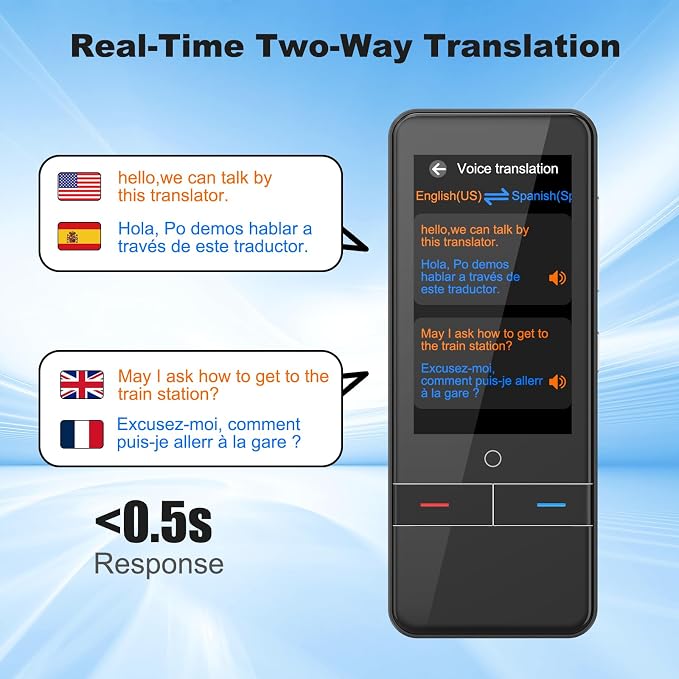 Language Translator Device No WiFi Needed, Instant Two-Way Voice Translator for All Languages, 139 Languages Online Offline Voice Text Photo Translation for Travelling Learning Business