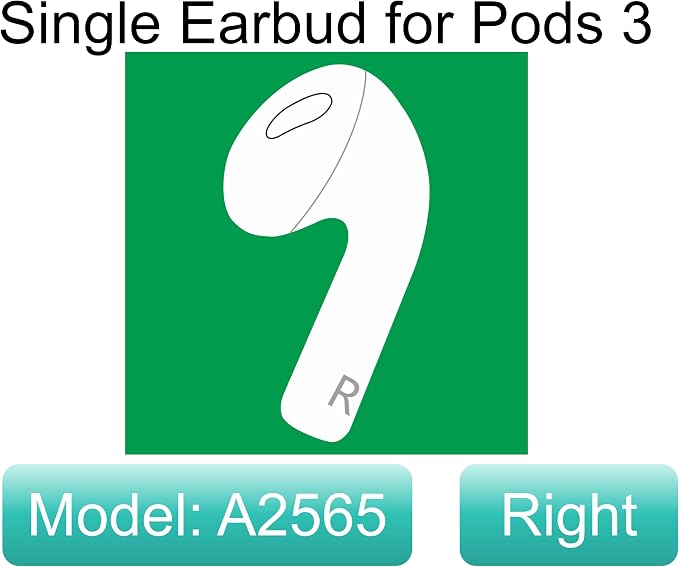 Meenova A2565 OEM Right Earbuds Replacement for AirPod 3rd Gen, Single Right Ear Side Only, Compatible with Original One AirPods 3 Generation A2897 A2566 Charging Case Earpad (Right A2565)