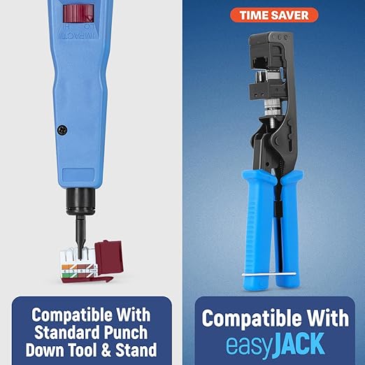 Everest 90° Angled RJ45 Cat6 Keystone Jacks 50-Pack in Red - Slim Profile Female RJ45 Connectors - Cat 6 Keystone Jack - Compatible with 90° Angled Speed Termination Tool - easyJACK (B094WB91H3)