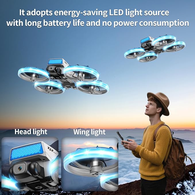 HD Camera Drone with Foldable Remote Controller Featuring Built-in Display and Detachable Lanyard, Portable Foldable Body Weighing Under 250g, Propeller Guards, RC Quadcopter with 360-Degree Flip, One-Key Takeoff/Landing, Ideal Gift for Beginners and A...