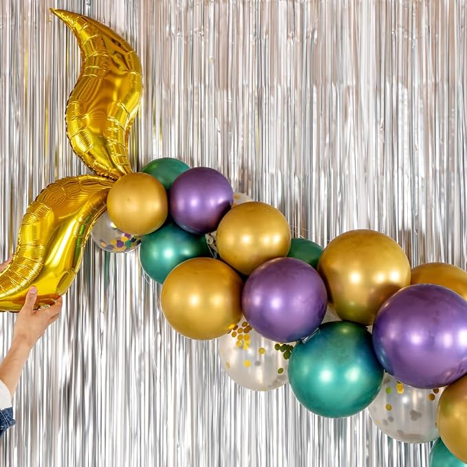 Restaurantware-Balloonify Mermaid Balloon Arch Kit, 1 Party Decoration Kit - 42 Balloons, With Chain, Latex Mermaid Tail Balloon Arch Kit, Includes Glue Dots