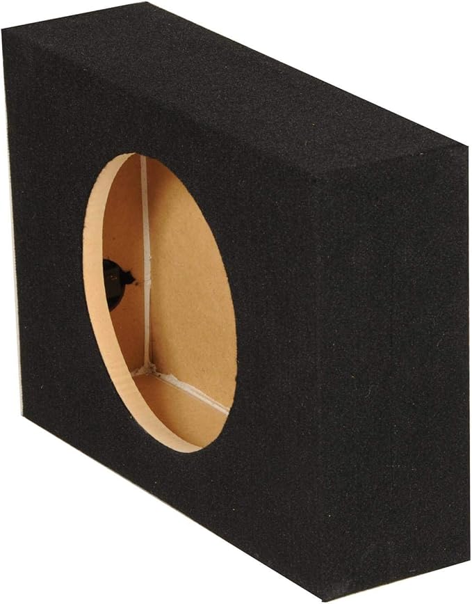 Q-Power Shallow Single 12 Inch Heavy Duty Sealed MDF Material Truck Audio Subwoofer Enclosure Box with Durable Carpeted Exterior, Charcoal Gray