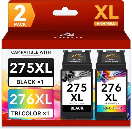275XL 276XL Compatible for Canon 275 and 276 Ink Cartridges for Cannon Ink PG-275 CL-276 Combo Pack Work with PIXMA TS3522 TR4720 TS3500 TS3520 TR4722 (1 Black, 1 Tricolor)