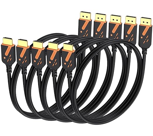 4K DisplayPort to HDMI Cables 6 FT, 5-Pack DP to HDMI Cables Male to Male Gold-Plated UHD Supports Video and Audio for Computer, Monitor, HDTV, Projector-(Not-Bidirectional)