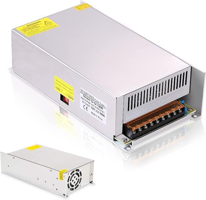 DC 12V 100A 1200W Switching Power Supply Adapter PSU AC-DC 12Volt Industrial Transformer Converter SMPS 110V/220V for Motor Pump LED Drive CCTV Security Camera Car Stereo and More 12V Device