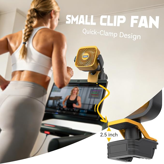 Ecarke 4" Clip Fan Compatible with Dewalt 20V Battery (Tool Only) 3-Speed Cordless Clip-On Fan with 360° Rotation Low Noise Portable Desk/Bed Fan for Camping Jobsite Tent Fishing