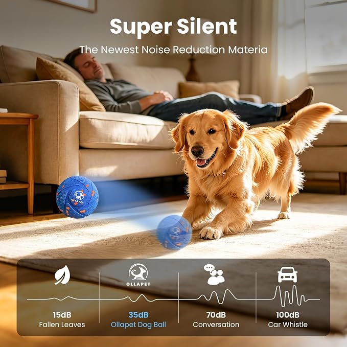 Smart Interactive Dog Toys - Auto Bouncing & Rolling Ball, 3 Interactive Modes, Chew-Resistant E-TPU Material, IPX7 Waterproof, Smart Chase Pet Toy Ball for Medium and Large Dogs - Blue