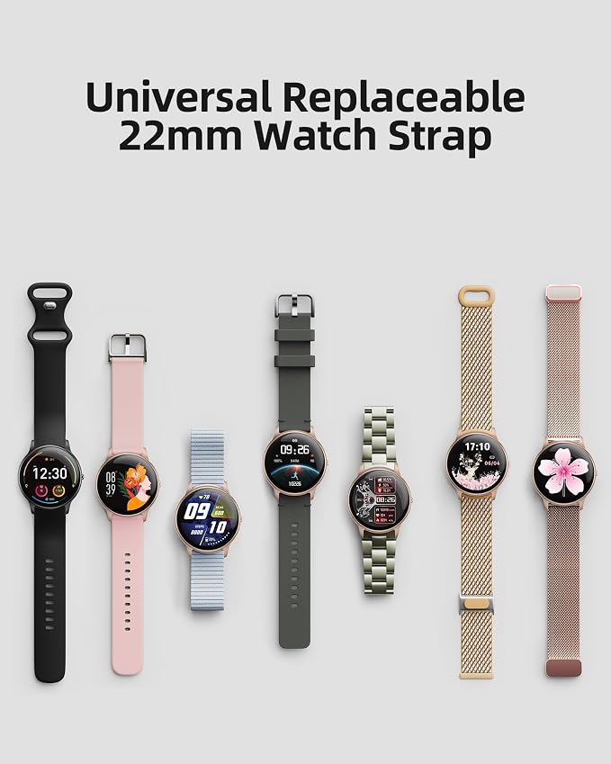 Parsonver Smart Watch for Women(Answer/Make Calls), HD Screen Fitness Tracker IP68 Waterproof, 100+ Sport Modes, Heart Rate/Sleep/SpO2/Steps Monitor, Round Smartwatch for Android & iPhone, Rose Gold