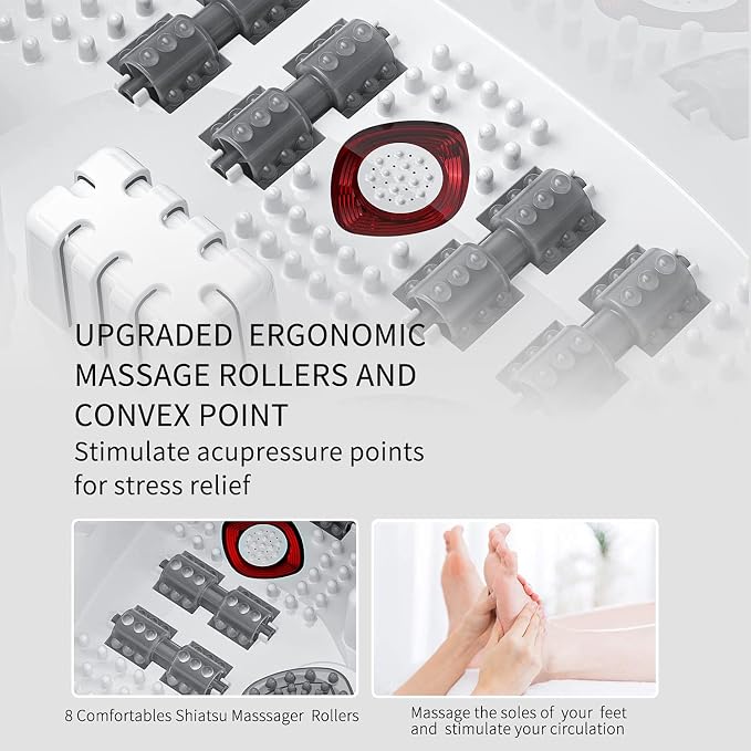 Foot Soaking Tub, Foot Spa Bath Massager with Heat, Epsom Salt,Bubbles, Vibration and Red Light,Foot Soaker, Birthday Gifts for Mom Dad Women Men Her Him