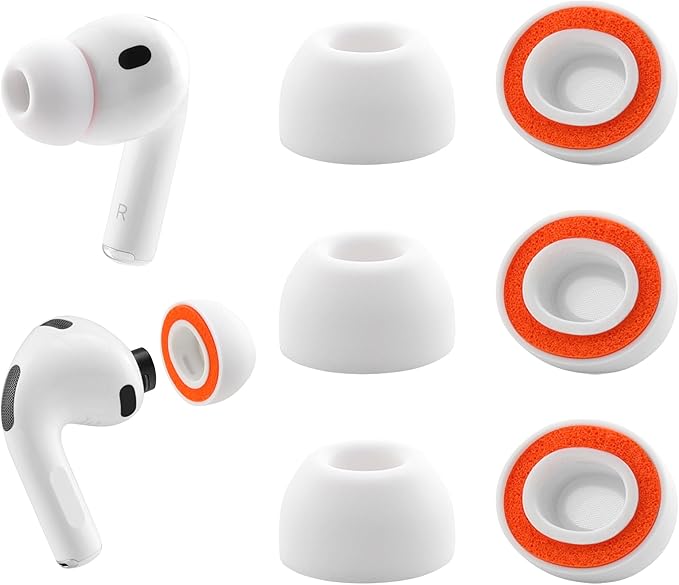 Replacement Memory Foam Ear Tips for AirPods Pro 3 Silicone Shield, Ultimate Comfort, 3 Pairs (White, Small)