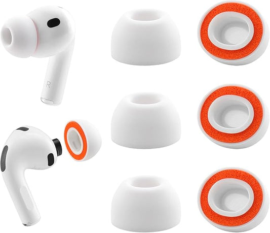 Replacement Memory Foam Ear Tips for AirPods Pro 3 Silicone Shield, Ultimate Comfort, 3 Pairs (White, Small)