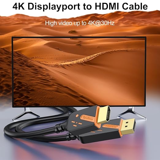 4K DisplayPort to HDMI Cables 10-Pack, 6FT DP to HDMI Cable Adapter Male to Male Gold-Plated, Supports UHD Video and Audio for Computer, Monitor, HDTV, Projector-(Not-Bidirectional)
