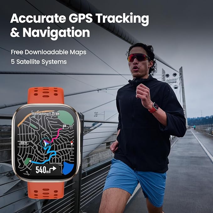 Amazfit Bip 6 Smart Watch 46mm, 14 Day Battery, 1.97" AMOLED Display, GPS & Free Maps, AI, Bluetooth Call & Text, Health, Fitness & Sleep Tracker, 140+ Workout Modes, 5 ATM Water-Resistance, Black