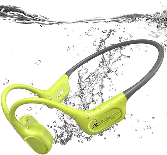 Bone Conduction Bluetooth Headphones-SwimBeats,IP68 Waterproof Swimming Headphones with 32GB MP3 Player, Lightweight Open Ear Design for Swimming/Surfing/Marathon/Cycling(Neon)