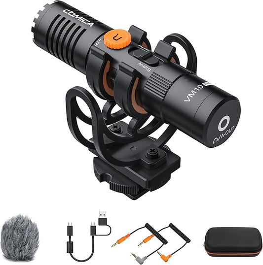 COMICA VM10 PRO Universal Shotgun Microphone for iPhone/Android/Camera/Camcorder/PC, Camera Microphone with USB C Digital Output, Monitoring, Video Mic for Vlogging Live Streaming Recording