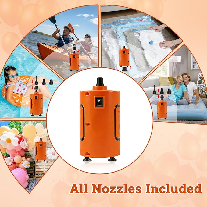 Balloon Pump Electric, Portable Balloons Inflator Air Pump, 110V Small Electric Balloons Blower Machine Corded for Latex Foil Balloon Arch Garland Party Decorations Supplies(Orange)