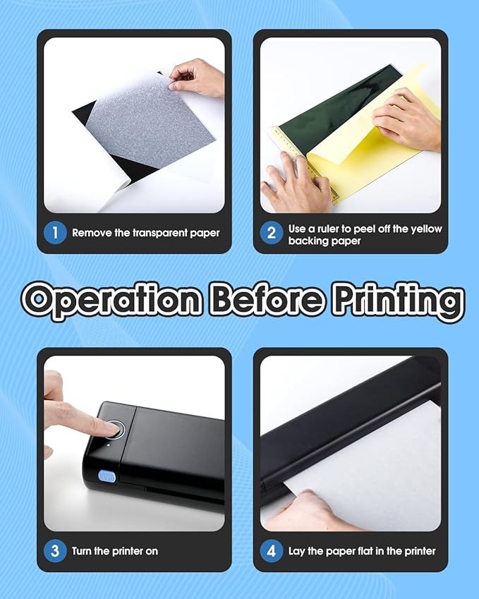 Phomemo Tattoo Stencil Printer, M08F Wireless Thermal Tattoo Printer with 10pcs Transfer Paper, Compatible with Phone/Tablet/PC, Tattoo Supplies for Tattoo Artists & Beginners, Black & Blue ﻿