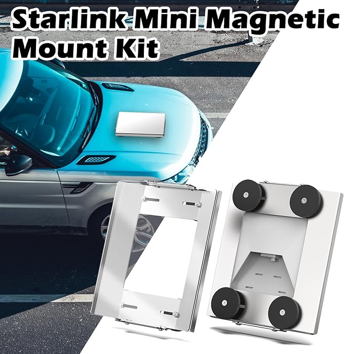 265 lbs Starlink Mini Magnetic Flat Mount Kit for Cars - Premium Pure Aluminum Build with High-Strength PC Cover Plate, Offering 360° Protection to Starlink Mini While Ensuring Unobstructed Signals