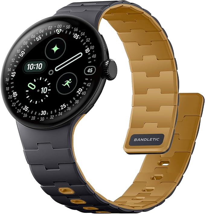 Bandletic Magnetic Silicone Bands Compatible with Google Pixel Watch 4/3 45mm Band for Women and Men, Rugged Soft Sport Strap Replacement Wristband