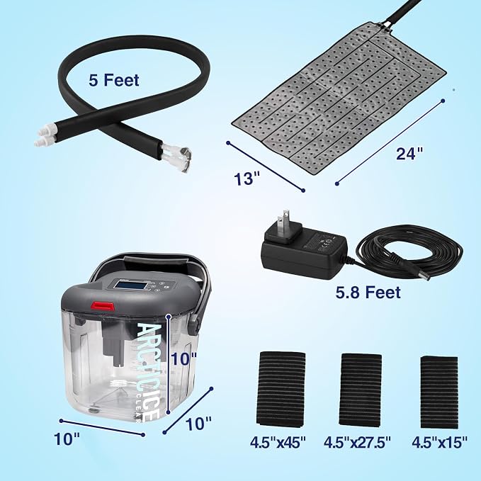 Circulating Cold Water Therapy Ice Machine Gen 2 by Arctic Ice Clear – for Knee, Elbow, Shoulder, Back Pain, Swelling, Sprains, Injuries (Arctic Ice Clear) (with Back Pad)