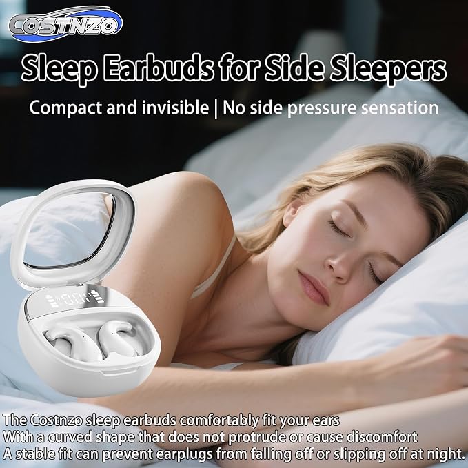 Innovative Sleep Mode Sleep Earbuds for Side Sleepers (Snow) | Comfortable side sleeping, Innovation Sleep Mode, Non-in Ear Canal Design, Invisible Earbuds, Bluetooth 5.4