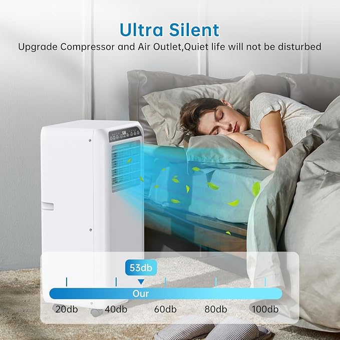 8000BTU Portable Air Conditioners, 3-in-1 Remote Control AC with 24-Hour Timer, Sleep Mode, Cooling, Dehumidifier and Fan, Cools Up to 350 Sq. Ft., Bedroom/Office, Black
