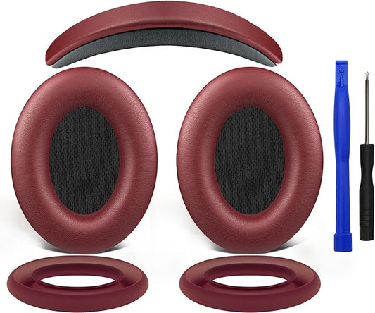 SOULWIT Replacement Kit for Bose QC15/QC2 QuietComfort Headphones, Ear Pads Cushions + Headband + Silicone Earpads Cover Protector - Burgundy