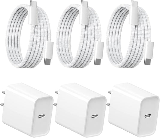 iPhone 17 16 15 Charger Fast Charging 20W Apple USB C Adapter Fast Charger Comes with 3FT C to C Woven Charging Cable Compatible with iPhone Air/17 Pro Max/16 Pro/16e/15 Plus,iPad Pro/Air/Mini,AirPods