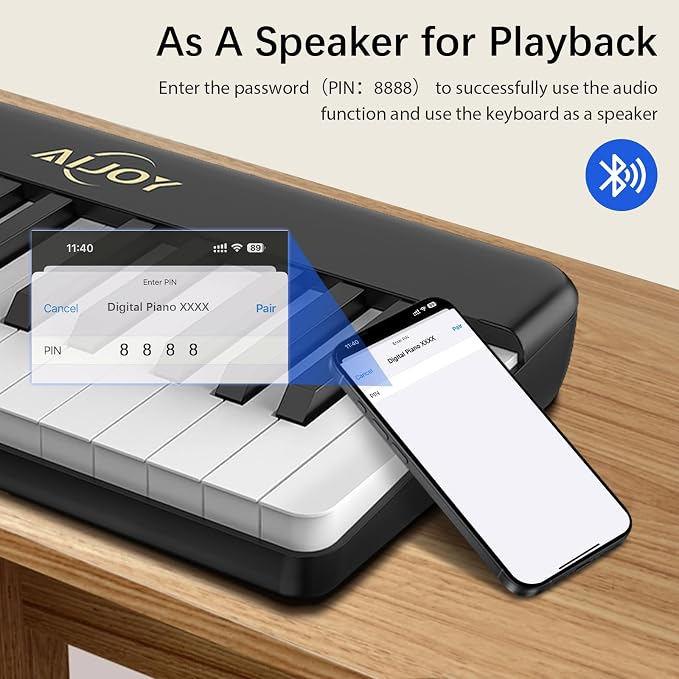 AiJoy 88 Keys Piano Keyboard with Magnetic Connection, ASP-10M Detachable Electric Piano for Beginners, Portable Digital Piano for Travel with Sensitive Keys, MIDI Support, Carry Bag