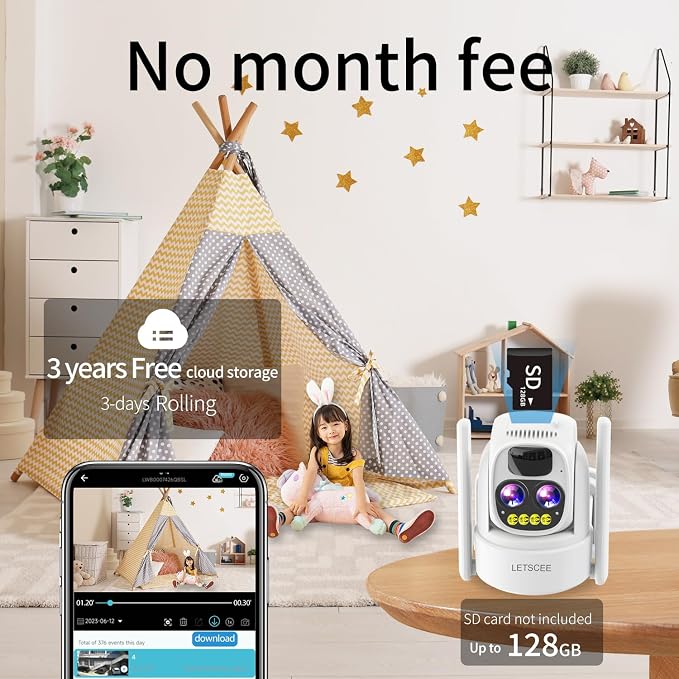 Cameras for Home Security Wireless Outdoor Solar,Alexa Security Camera Outside,360 PTZ Outside WiFi Camera Dual Lens 10x Zoom,Night Vision,2K,Water Proof, No Month Fee