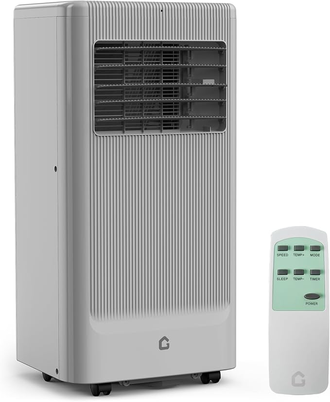 GarveeTech 10000 BTU Portable Air Conditioner, Quiet 3 in-1 Cooling Unit for Rooms Up to 450 Sq.Ft, Includes Dehumidifier & Fan Modes, Remote Control, Sleep Mode – Perfect for Bedrooms & Apartments