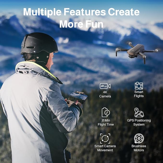 UranHub G30 Drones with 4K Camera for Adults with 2 Sets of Spare Propellers