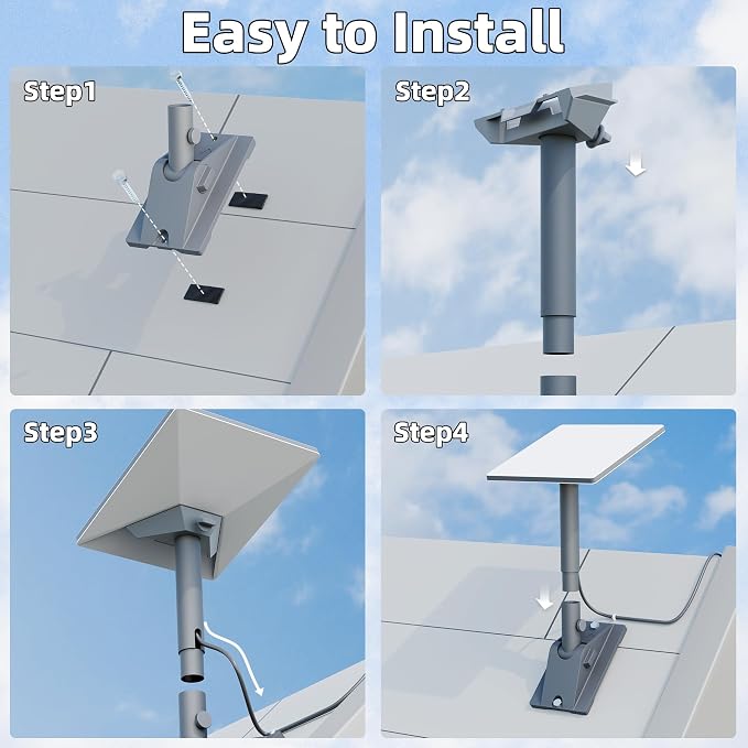Starlink Mini Roof Mount Adjustable Starink Mini Home Mount Heavy Duty Pole Mounting with Adjustable Tilt 90 for Better Signal