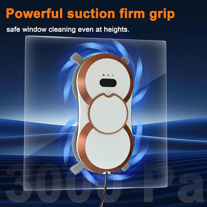 Automatic Window Cleaning Robot with Dual Spray & 3000Pa Suction, Smart Glass Cleaner for High-Rise & Hard-to-Reach Windows, Frameless Edge Detection, Anti-Drop Safety System APP Remote