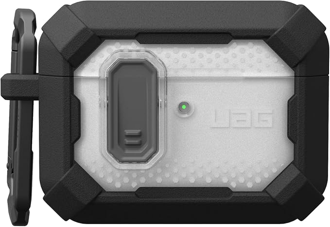 URBAN ARMOR GEAR UAG Designed for AirPods Pro 3rd Gen Case, Rugged Military Grade Drop Proof Protective Cover with Detachable Carabiner Clip & Secure Lip Closure, Plasma Black