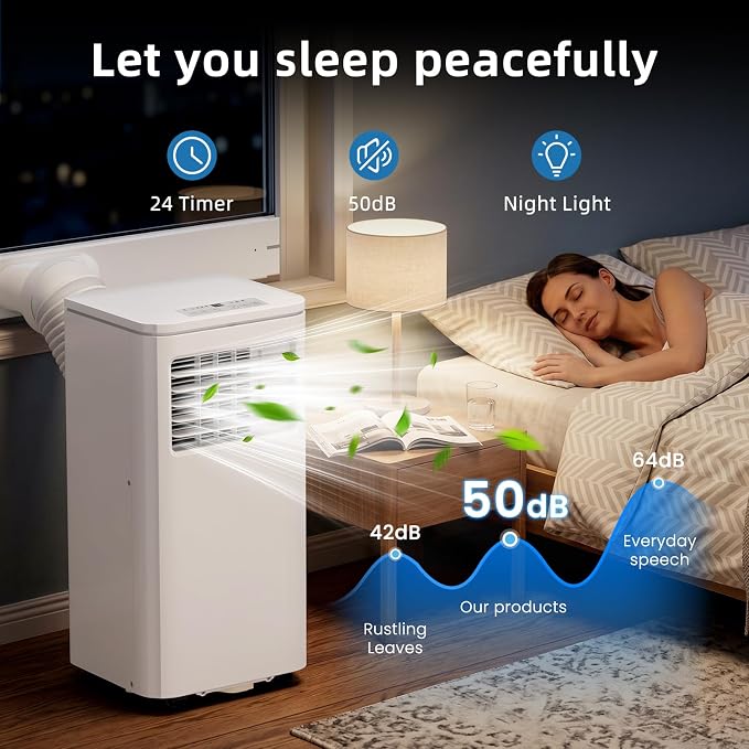 Antarctic Star 8000 BTU Portable Air Conditioner, 4-in-1 Portable AC Unit with Cooling, Dehumidifier & Fan, 24H Timer, Sleep Mode, Remote Control, Easy Install AC for Bedroom, Office, Small Room