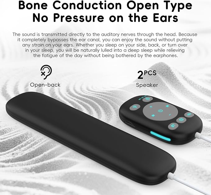 Under-Pillow Bone Conduction Sleep Speaker, Under-Pillow White Noise Sound Machine with Sleep Timer, TF Card Compatible for Side Sleepers & Insomnia, Designed to Calm the Mind & Support Deeper Sleep