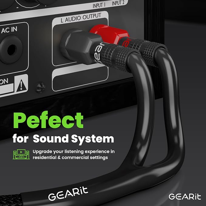 GEARit 12 Gauge Speaker Cable with Banana Plugs 6 ft,CL2 Rated OFC Speaker Wire with Gold-Plated Tips,Braided Speaker Wire for Audiophiles,Hi-Fi Systems,Home Theater,Amplifiers & Speakers(Black)