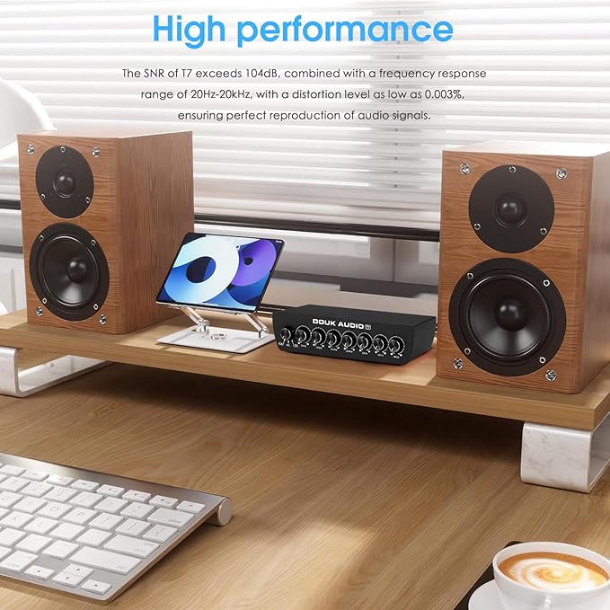 Douk Audio 7 Band Equalizer Balanced EQ Audio Preamp with XLR RCA Input and Output for Home Stereo, Amplifier, Computer Speaker (T7)