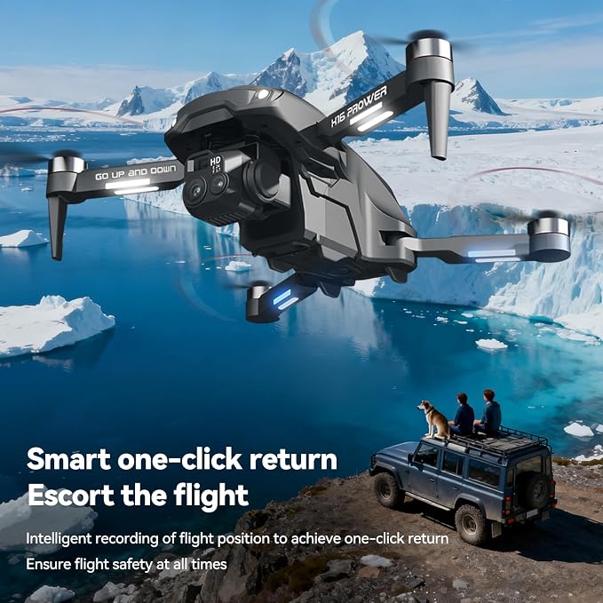 4K Foldable Camera Drone with Obstacle Avoidance | Foldable 4K drone with dual camera, optical flow hover and gesture selfie helps beginners capture easy travel shots.