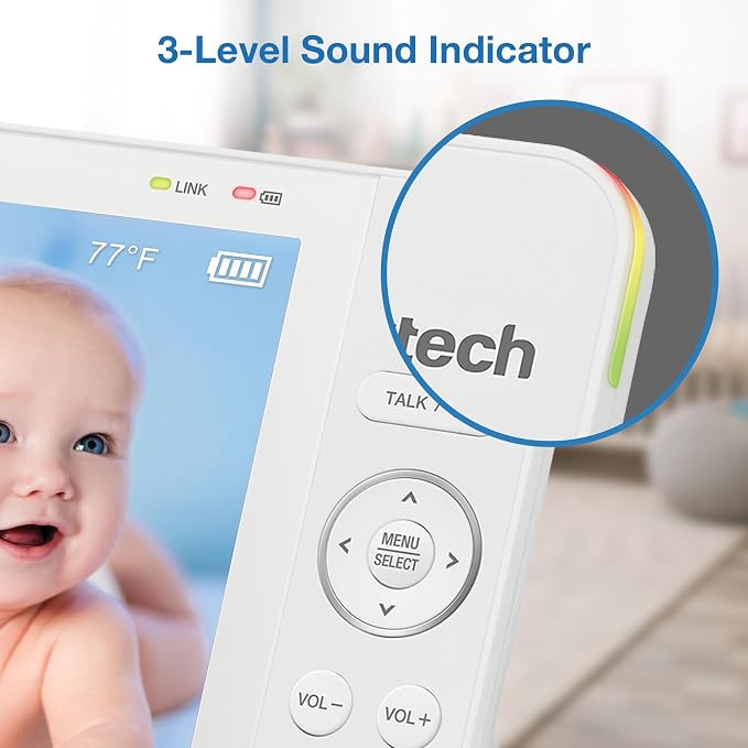 VTech Baby Monitor No WiFi with 7" Screen – 12Hr Battery, 1000ft Range, Night Vision, Two-Way Talk, Temperature Sensor, Lullabies, Sound-Activated Screen | 819 Max