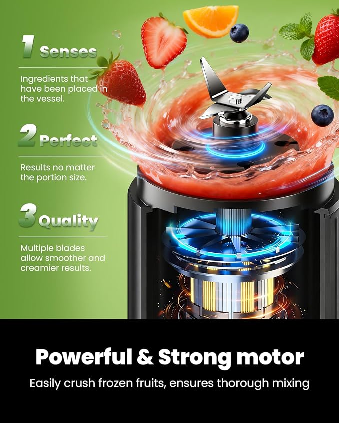 GDOR Portable Smoothie Blender, Twist & Go, Mini Blender Shakes and Smoothies,3 Auto Programs, Ice Crush,2x23 oz, Cordless, Dishwasher Safe, BPA-Free
