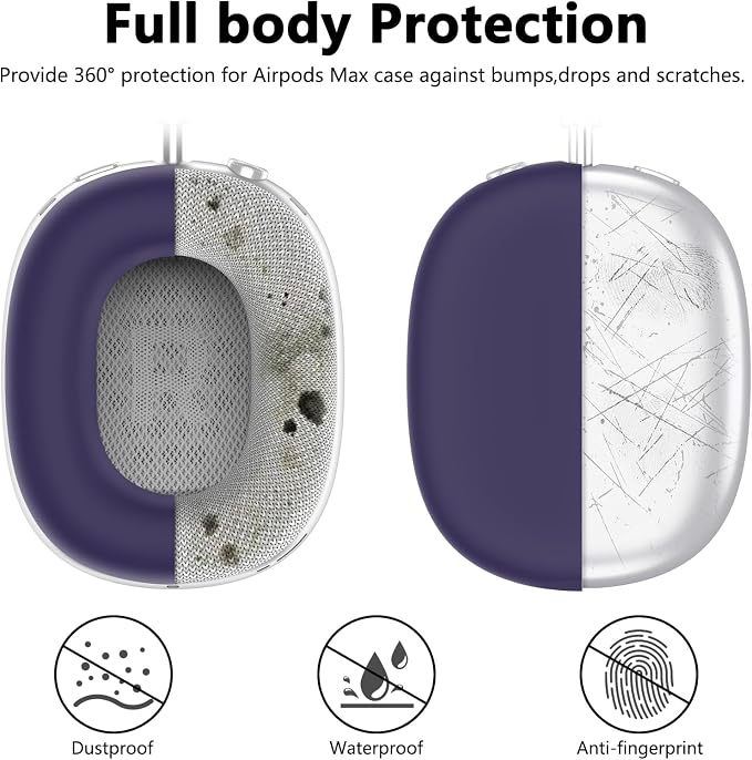 Silicone Case Cover for AirPods Max Headphones, Ear Pad Case Cover/Ear Cups Cover/Headband Cover for AirPods Max 2/1 (2026/2024/2020)(USB-C/Lightning), Accessories for Apple AirPods Max 2, Dark Purple