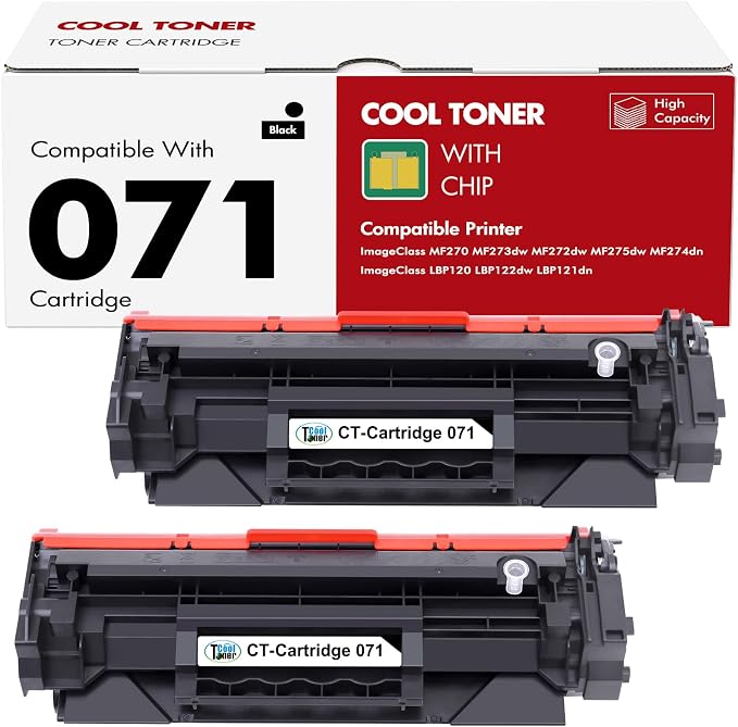 071 071H Black Toner Cartridge Replacement for Canon 071 071H ImageClass MF273dw MF272dw LBP122dw LBP121dn MF275dw MF274dn MF271dn MF270 LBP120 Printer (2-Pack, with Chip)