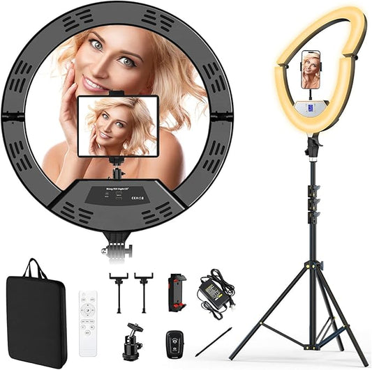 18 inch Ring Light with Tripod Stand for Phone Camera iPad Selfie Live Stream YouTube TikTok Video Shooting Best Lighting Atmosphere Ringlight