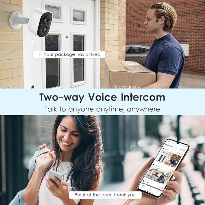 GMK Solar Security Camera Wireless Outdoor, with Solar Panel 2K Color Night Vision Motion Detection 2-Way Talk Battery Powered 3MP WiFi Home Indoor Camera IP65 Weatherproof Cloud/SD Storage