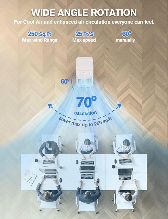 Portable Air Conditioners, 3-IN-1 Evaporative Air Cooler w/ 4 Ice Packs, 3L Water Tank, 7H Timer for Auto-Off, Swamp Coolers Portable Ac with 70° Oscillation,for Room Bedroom Office, White