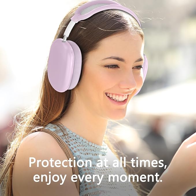 Silicone Case Cover for AirPods Max Headphones,Ear Pad Case Cover/Ear Cups Cover/Headband Cover for AirPods Max 2/1 (2026/2024/2020) (USB-C/Lightning), Accessories for Apple AirPods Max 2, Foggy Pink