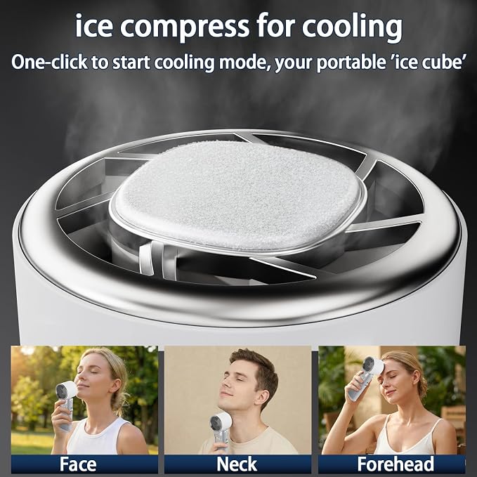Portable Handheld Fan, 9000mAh Small Turbo Hand Held Fan, Doubles as Power Bank, Build-In Retractable Wire, 100 Speed Scroll Wheel, Personal Rechargeable Fan for Travel & Outdoor - Sliver White